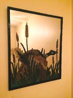 80s Vintage ' Eend ' bamboe spiegel, Huis en Inrichting, Woonaccessoires | Spiegels, Minder dan 50 cm, Ophalen of Verzenden, Zo goed als nieuw