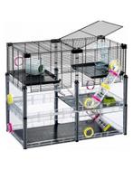 Ferplast Multipla Hamster Crystal - 72.5x37.5x62 cm Zwart, Dieren en Toebehoren, Kooi, Minder dan 75 cm, Zo goed als nieuw, Hamster
