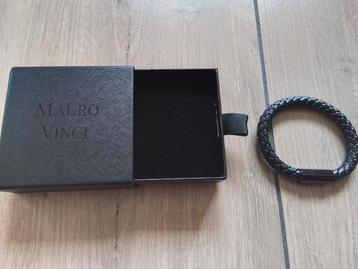Mauro Vinci - zwarte leren armband voor heren beschikbaar voor biedingen