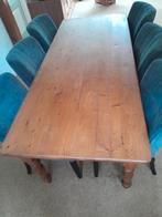 oud geloogd grenen eettafel met 2 lades en mooie poten, Ophalen, Gebruikt, 200 cm of meer, 50 tot 100 cm