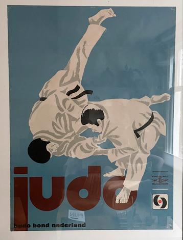 Geweldige vintage poster, affiche, judo, ingelijst 70’s