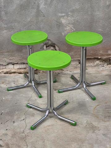 3 stuks vintage krukjes jaren 70 chroom en groen setprijs beschikbaar voor biedingen