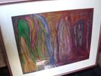Riek Schagen ( 1913-2008) - De processie - pastel - gesign., Antiek en Kunst, Ophalen
