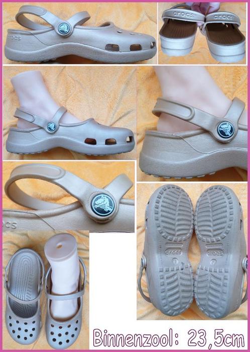 CROCS beige (soft metallic) sandalen maat 37 zgan, Kleding | Dames, Schoenen, Zo goed als nieuw, Sandalen of Muiltjes, Beige, Ophalen of Verzenden