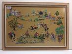 BORDUURWERK, BORDUURWERK met Jachttafereel 50 X 70 cm, Hobby en Vrije tijd, Borduren en Borduurmachines, Ophalen, Gebruikt, Handborduren