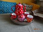 OILILY THEESERVIES 5-DELIG KLEURIG PORSELEIN-WONEN-KERST-KAD, Verzamelen, Ophalen of Verzenden, Zo goed als nieuw, Porselein, Overige typen