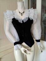Pati-Pat France aparte blouse fluweel/voile Original Vintage, Zwart, Zo goed als nieuw, Maat 36 (S), Pati-Pat France