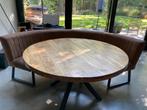 Ronde tafel met bijpassende bank, Huis en Inrichting, Ophalen, 100 tot 150 cm, Rond, Zo goed als nieuw