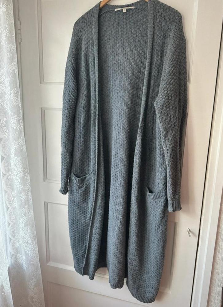 Lang grijs katoen gebreid vest Moscow maat XL 42 44, Kleding | Dames, Truien en Vesten, Zo goed als nieuw, Maat 42/44 (L), Grijs