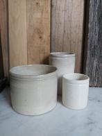 3 mooi oude deels beboterde zalfpotten, Verzenden