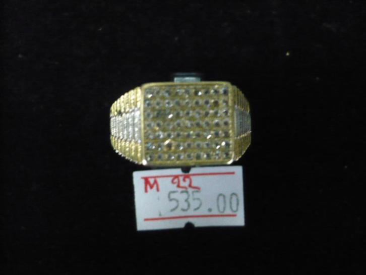 2e hands gouden ring 14 krt. met zirconia steentjes 6.7 gram, Sieraden, Tassen en Uiterlijk, Ringen, Gebruikt, Heer, 20 of groter