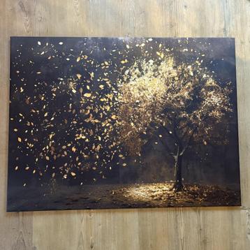 Canvas 100x75 cm - Gouden boom beschikbaar voor biedingen