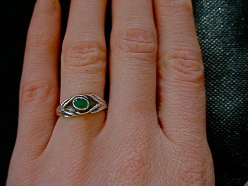Zilveren 925 zilver mooie ring groene onyx 15.25 of 15.75, Sieraden, Tassen en Uiterlijk, Ringen, Nieuw, Dame, Kleiner dan 17
