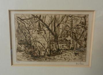 Ets Ruïne met vijver Willem de Zwart (1862-1931) 12x18 cm beschikbaar voor biedingen