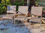 3 stapelbare gloster stoelen, waarvan 1 met armleuningen, Tuin en Terras, Zo goed als nieuw, Stapelbaar, Ophalen