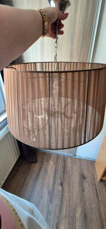 Kroonluchters helder glas, met organza lampenkap bruin beschikbaar voor biedingen