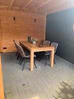 Mooie 6 persoons eethoek, Teakhout, 50 tot 100 cm, Zo goed als nieuw, Vijf personen of meer