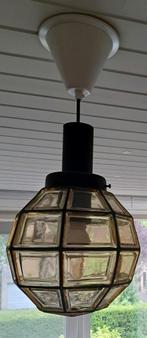 Hanglamp bronskleurig/rook glas met zwart ertussen igst, Ophalen, Zo goed als nieuw, Glas, Minder dan 50 cm