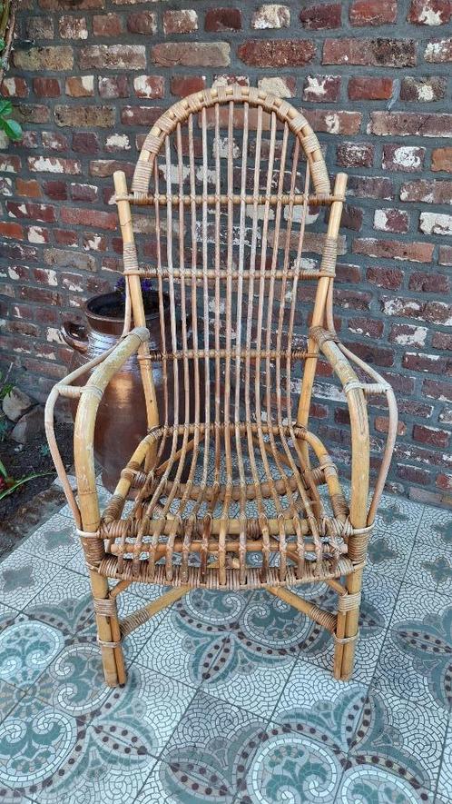 Retro rotan stoel, Verzamelen, Retro, Huis en Inrichting, Ophalen
