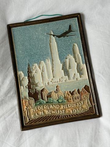 KLM Delftse cloisonnétegel eerste vlucht New York (1946) beschikbaar voor biedingen