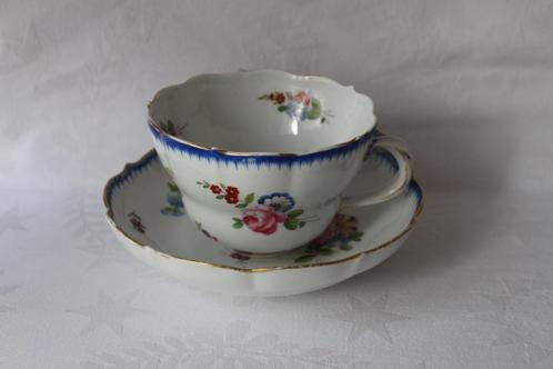 Antiek Meissen grote chocoladekop en schotel 1850-1880, Antiek en Kunst, Antiek | Porselein, Ophalen of Verzenden