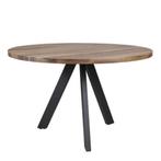 Ronde eettafel notenhout 120cm met metalen driepoot frame, Ophalen, 50 tot 100 cm, 100 tot 150 cm, Rond
