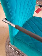 Fauteuil , slede frame , bekleding blauw, Ophalen, Gebruikt, 75 tot 100 cm, Stof