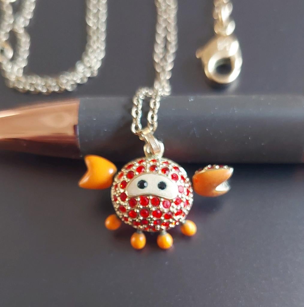 Swarovski krab. Ketting  met verlengstuk., Sieraden, Tassen en Uiterlijk, Kettinghangers, Glas of Kristal, Oranje, Ophalen of Verzenden