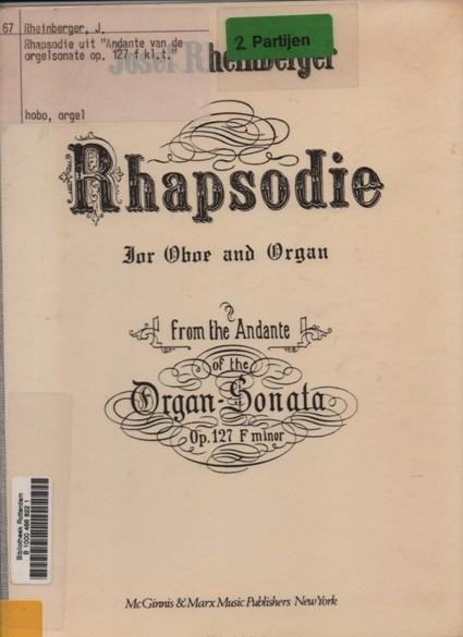 Rheinberger Rhapsodie voor Hobo en Orgel, Muziek en Instrumenten, Bladmuziek, Gebruikt, Artiest of Componist, Populair, Orgel