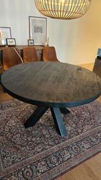 Zwart Ronde Mango Houten Eettafel 130cm, Huis en Inrichting, Tafels | Eettafels, Ophalen, Rond, Zo goed als nieuw, Metaal