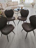 Mooie set van 4 eetkamerstoelen zgan antraciet, Huis en Inrichting, Ophalen, Metaal, Zo goed als nieuw, Vier