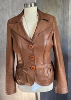 Caroline Biss 40 leren jasje Leer bruin Vintage look jack, Maat 38/40 (M), Bruin, Ophalen of Verzenden, Zo goed als nieuw