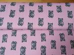 Tricot stof met poezen / katten oud roze, Nieuw, 30 tot 200 cm, Ophalen of Verzenden, 120 cm of meer