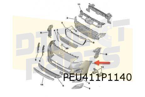 Peugeot 5008 (1/14-6/17) voorbumper (Bij koplampsproeiers) (, Auto-onderdelen, Carrosserie en Plaatwerk, Bumper, Peugeot, Voor