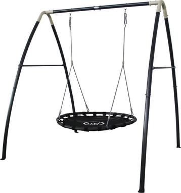 Metalen nestschommel Ø 120cm antraciet crème met standaard!! beschikbaar voor biedingen