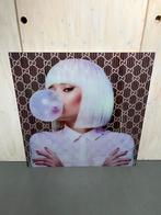 Glasschilderij vrouw met kauwgum van Ter Halle. 80*80, Ophalen, Zo goed als nieuw, Schilderij, 75 tot 100 cm