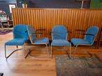 Vintage Gispen design eetkamerstoelen model 413 ribstof, Ophalen, Blauw, Metaal, Vintage
