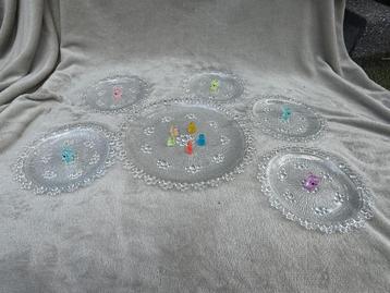 Vintage taartset glas • Masserini Baracco • Italië jaren 70  beschikbaar voor biedingen