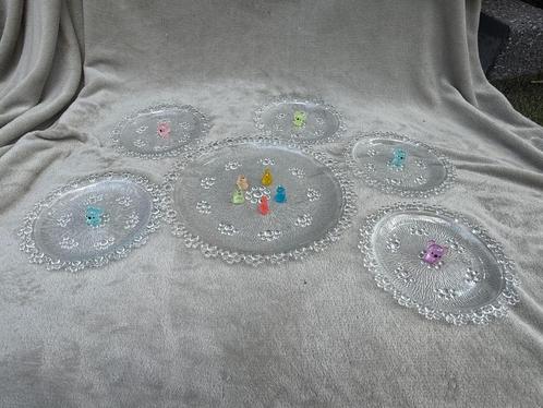 Vintage taartset glas • Masserini Baracco • Italië jaren 70, Huis en Inrichting, Keuken | Servies, Zo goed als nieuw, Glas of Glazen