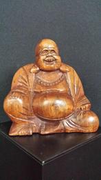 Houten BEELDJE <> Lachende BOEDDHA 9 x 9 cm., Ophalen of Verzenden, Zo goed als nieuw, Beeld(je), Boeddhisme