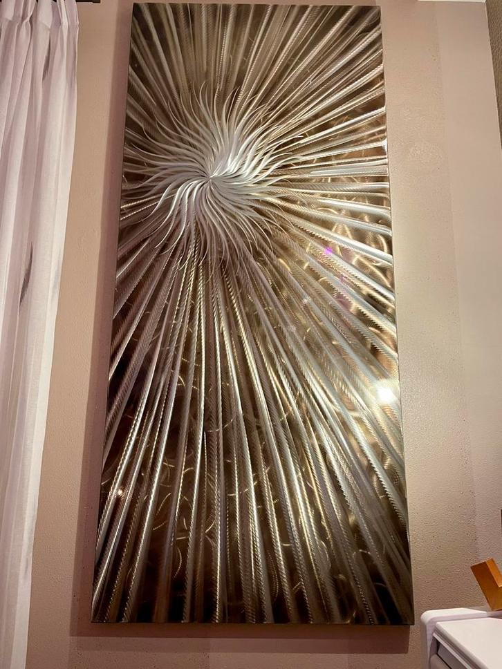 MetalArt aluminium kunstwerk "Stralend" mooi. 160 x 70 cm, Antiek en Kunst, Kunst | Designobjecten, Ophalen