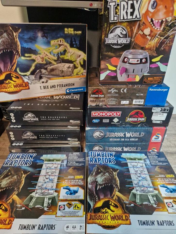 Jurassic Park/World Spellen Collectie, Hobby en Vrije tijd, Gezelschapsspellen | Bordspellen, Zo goed als nieuw, Een of twee spelers