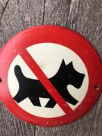 Oud emaillebordje met terrier, Verzenden, Zo goed als nieuw, Reclamebord