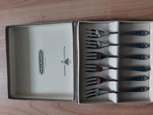 Vintage Sola Massiet Gebaksvorkjes - Set van 6, Antiek en Kunst, Antiek | Bestek, Ophalen of Verzenden