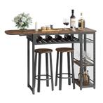 139cm Kitchen Island  Bar Set with 2 chairs & 4-tier storage, Ophalen, Gebruikt, Inclusief barstoelen