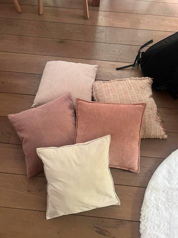 Set van 5 sierkussens taupe roze beige