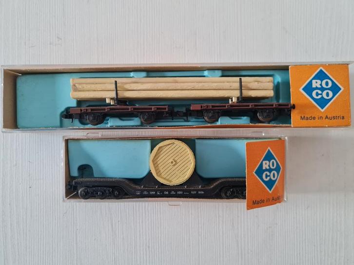 2 Roco N-spoor zwaartransportwagons 2312/2358, Hobby en Vrije tijd, Modeltreinen | N-Spoor, Gebruikt, Wagon, Gelijkstroom, Roco