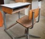 Schoolbankje met stoel vintage, Ophalen, Gebruikt