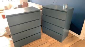 IKEA Malm 4-lade kast 2 stuks in grijsblauw - afbeelding 4