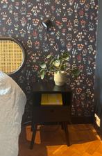 2x WOOOD Ozzy Nachtkastje - Zwart Hout, Huis en Inrichting, Slaapkamer | Nachtkastjes, Minder dan 45 cm, Ophalen of Verzenden